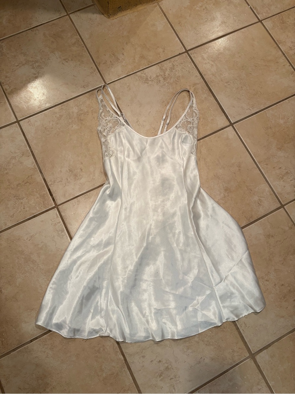 Victoria's Secret White Satin Slip with Lace Straps